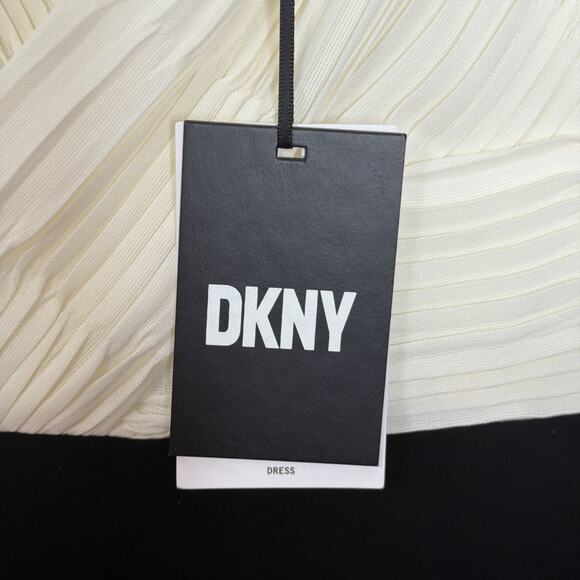 DKNY Women's 8 Semi Formal Cocktail Dress Sleeveless IVORY Bodice BLACK Skirt - Picture 14 of 16